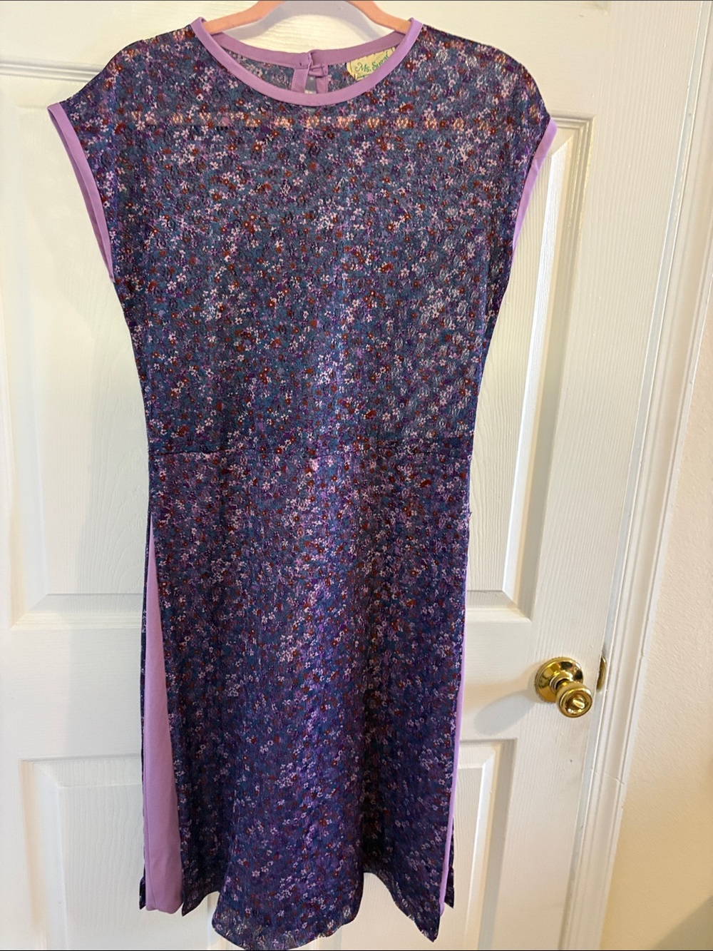 VTG Sugar Purple Floral Casual Dress with Lilac Trim